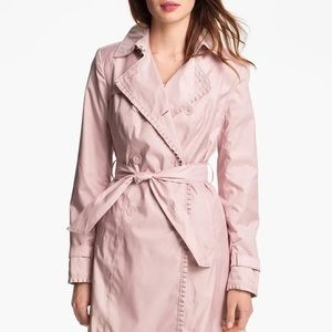 Pink Pleat Trim Trench Coat